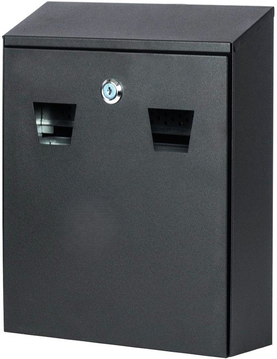 Cendrier mural Ceruzo noir – Grand format – Avec serrure – Cendrier d'extérieur – 32 x 26 x 8,5 cm