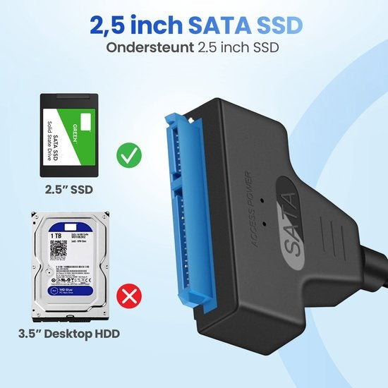 Garpex® USB 3.0 to SATA Adapter - Câble de données pour disques durs - SATA 7+15 22 Pin Cable