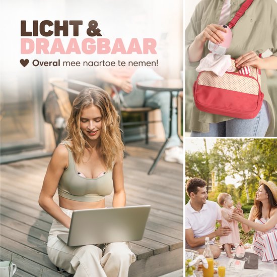 Vulpes Goods® BabyCare - Tire-lait mains libres - Tire-lait électrique sans fil - Portable - Tire-lait électrique mains libres - 30 sachets de conservation du lait maternel, informations sur l'allaitement, sac de voyage et réducteurs d'écran pour le sein