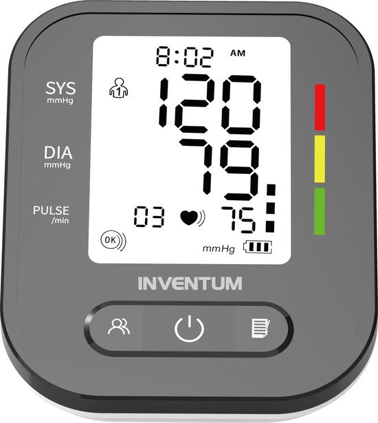 Inventum BDA435 - Tensiomètre bras - Cardiofréquencemètre - Brassard 22 à 42 cm - Entièrement automatique - Rythme cardiaque irrégulier - Piles incluses