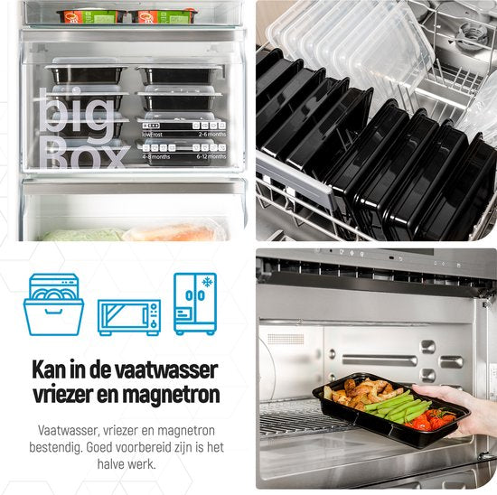Fitcrafters Meal Prep Trays - Plateaux fraîcheur - Plateaux congélation - 20 pièces - 1 compartiment - 1L - sans BPA