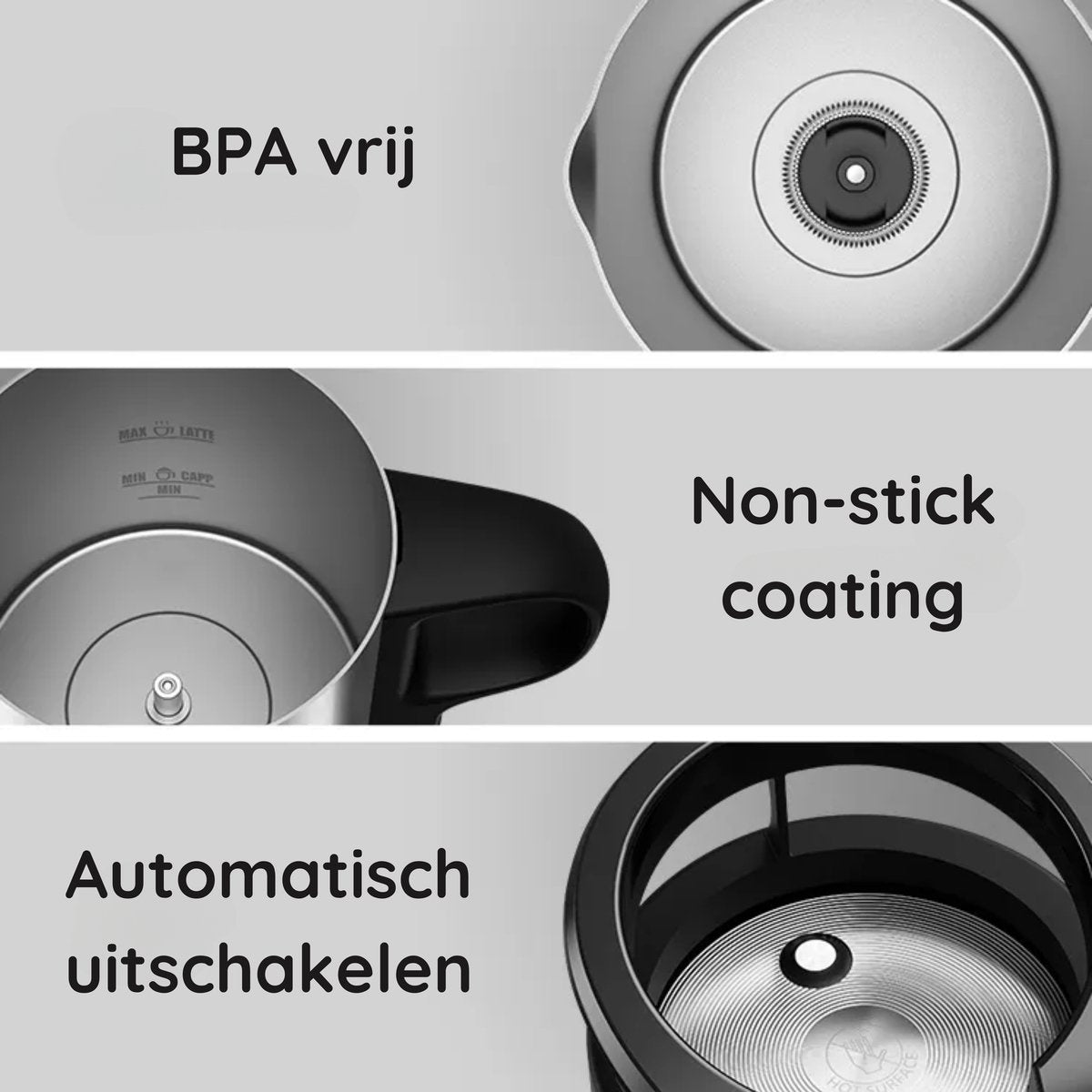 Safecourt Kitchen - Milk Frother pro - Carafe amovible - 4 en 1 - Sans BPA - Noir - 300 ML