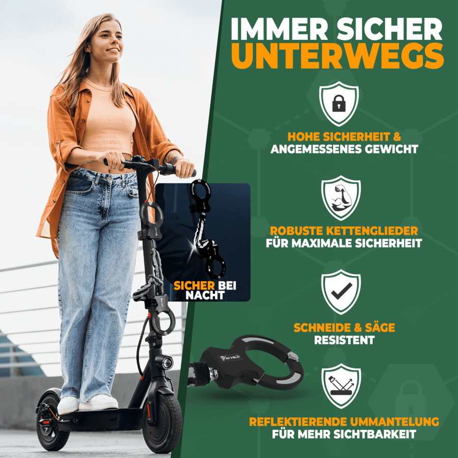 MIVELO Antivol pour scooters électriques et vélos - Noir - 30 x 5 x 2 cm