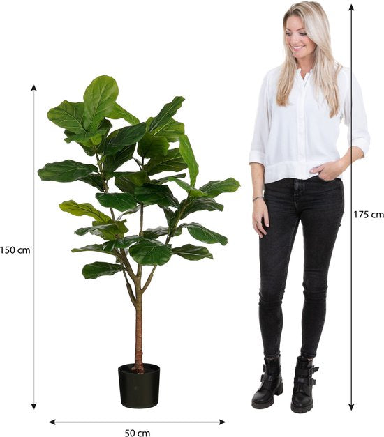 Mica Decorations Plante Artificielle Ficus Lyrata en Pot - H150 x Ø50 cm - Vert