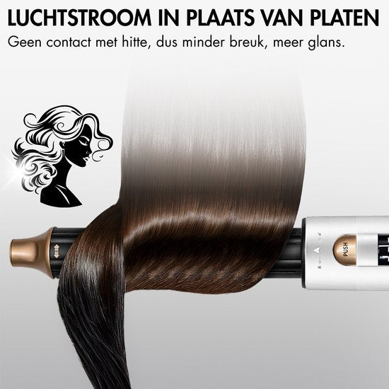Sansbeauté® 8-in-1 Airstyler avec diffuseur et boîte de rangement - Multistyler - Brosse pour sèche-cheveux cheveux courts - Brosse pour sèche-cheveux - Sèche-cheveux - Brosse chauffante - Brosse à boucler - Fer à boucler - Brosse de coiffage - Câble rota