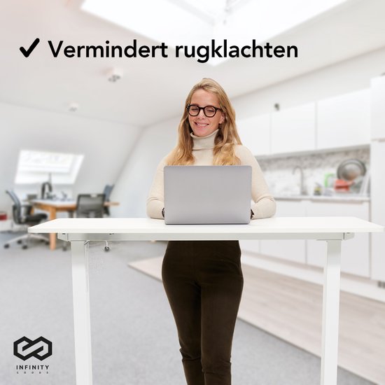 Infinity Goods Zit Sta Bureau - Elektrisch Verstelbaar In Hoogte - 120 x 60 CM - Wit