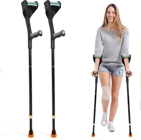 Béquilles de rééducation SafeLife - pliables et réglables en hauteur - béquilles de marche - béquilles de coude - 2 pièces