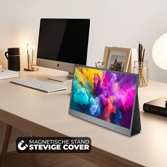 Écran portable Denver - Full HD - 15,6 pouces - Écran portable - Housse en cuir - HDMI - USB-C - PMO15604