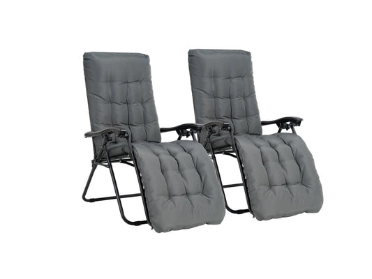 Chaise longue Lifa Garden Premium - Avec coussin - Anthracite - Lot de 2
