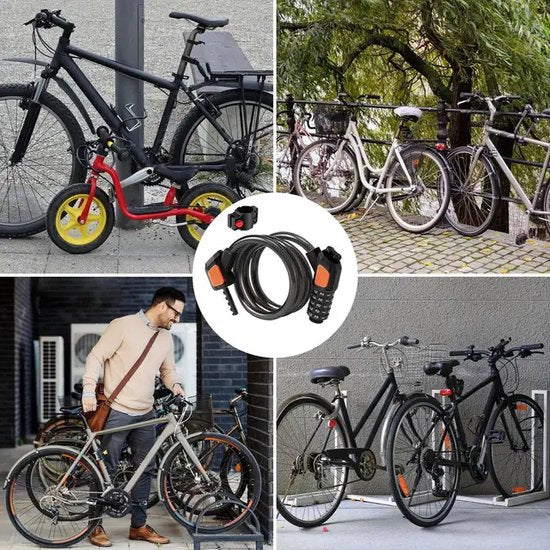 Garpex® Bicycle Lock Digit Lock - Cadenas Digit Lock pour bicyclette ou scooter électrique - Cadenas à câble - Noir avec fixation de support