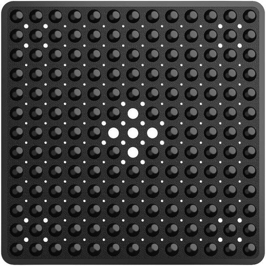 Avalo Tapis de bain / Tapis antidérapant Douche - 53x53CM - Noir - Avec ventouses - Tapis de douche antidérapant pour la douche - Tapis de salle de bain