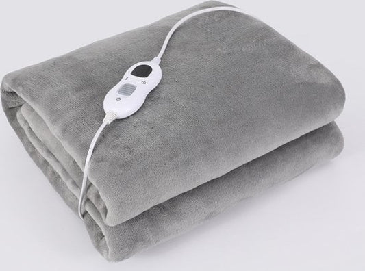 Couverture électrique - Couverture chauffante Lavable en machine - Minuterie - 160x130 cm - Couverture câline - 1/2 personne - Gris