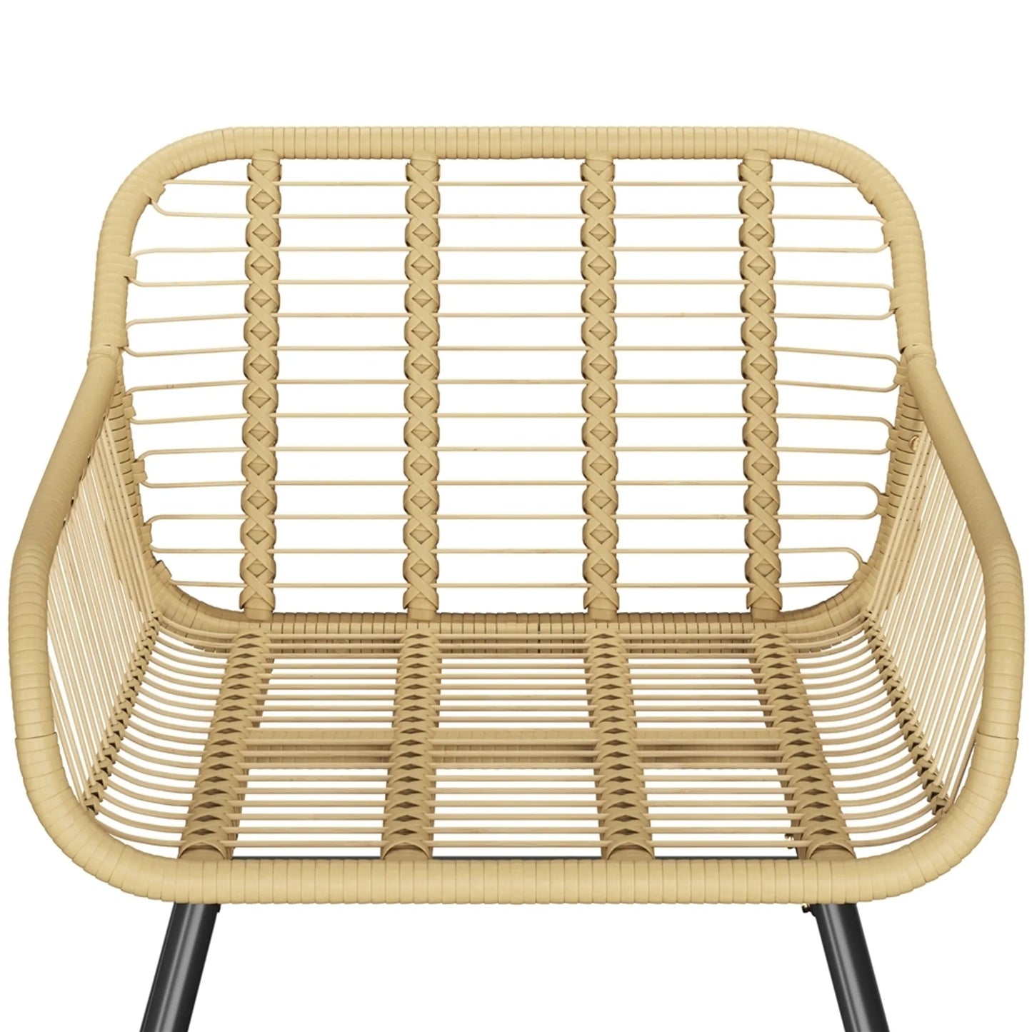 Yaheetech Bistro Garden Set 3-Piece - 61 x 65 x 76 cm - Comprend un plateau de table en verre et un siège et des coussins décoratifs - Pour balcon et terrasse - Light Brown and Metal