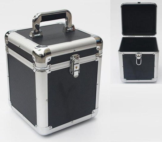 Boîtier pour disques vinyles 7 pouces pour le stockage de 70 à 100 disques vinyles noir aluminium verrouillable