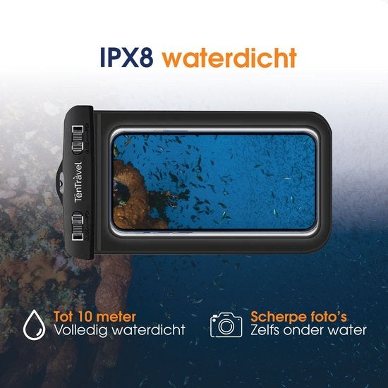 TenTravel Waterproof Phone Case - 1 Piece - Underwater Phone Case - Floating Phone Pouch - Convient à tous les Smartphones - Avec Neck Strap