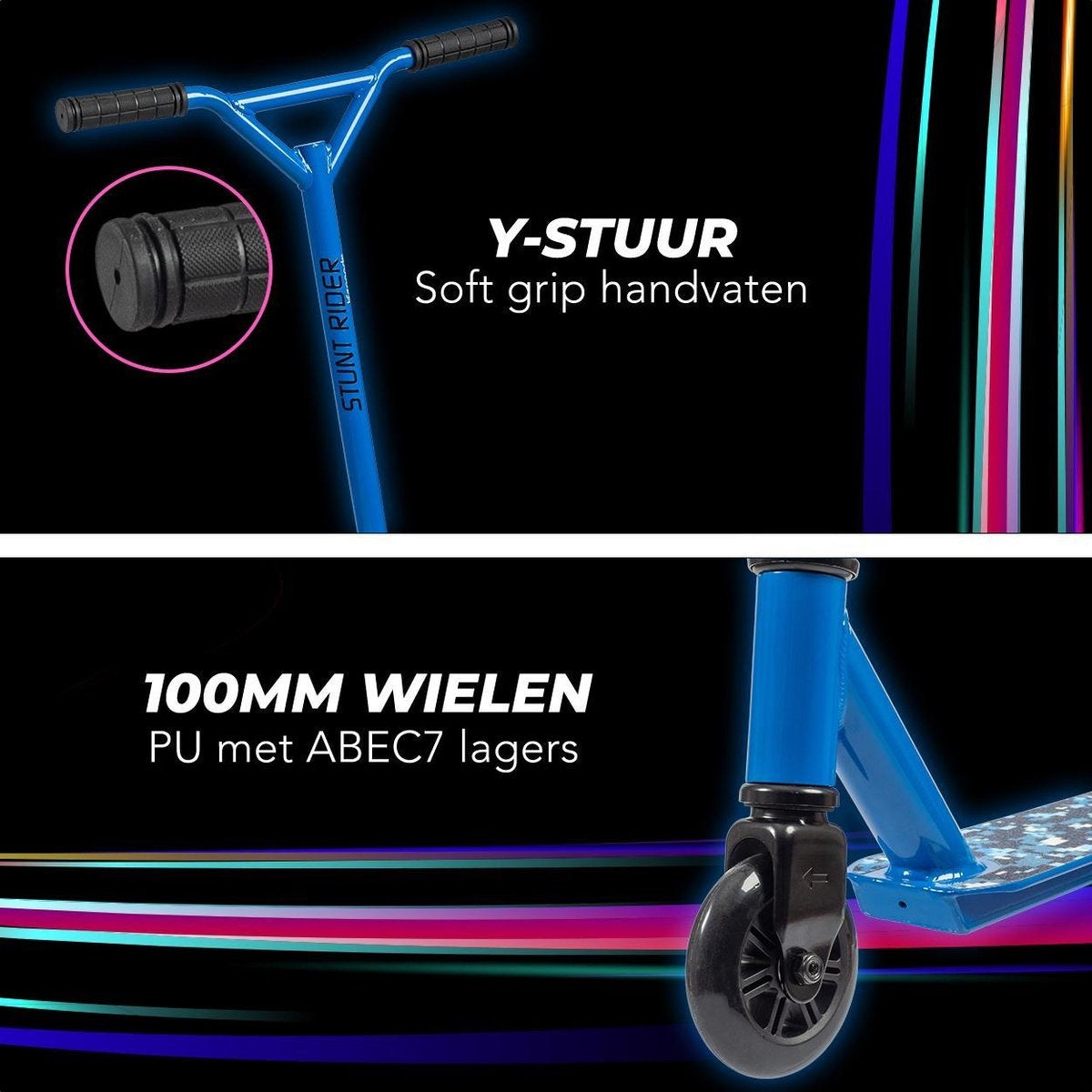 LifeGoods StuntRider - Scooter cascadeur - Étape 8+ Years - Roues 100mm - Garçons/Filles - Bleu