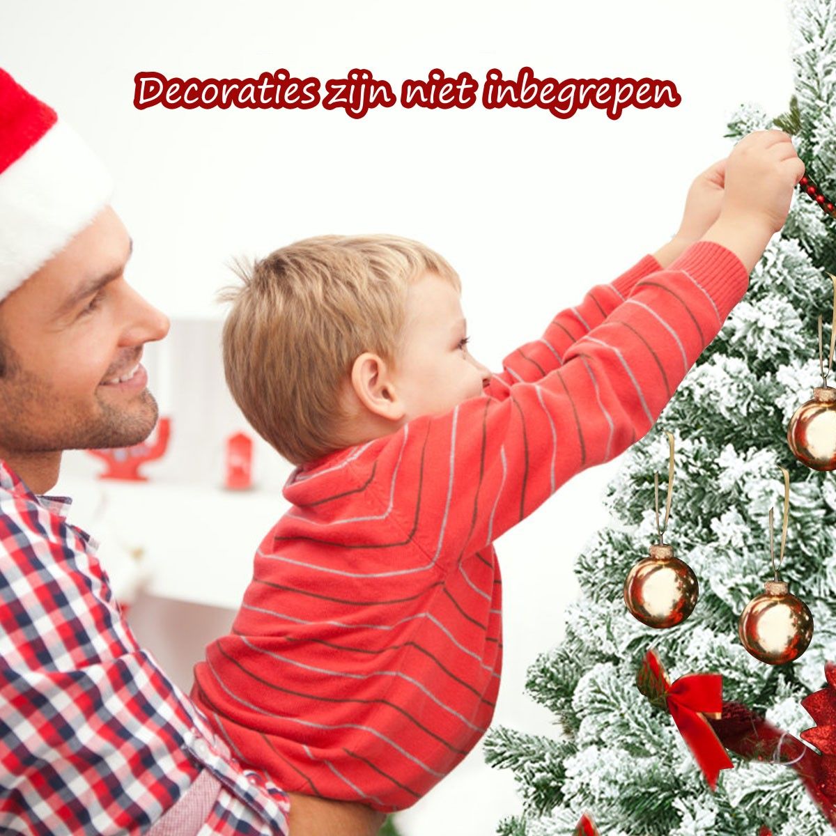 Sapin de Noël côtier avec neige - avec support - 180 cm - blanc/vert