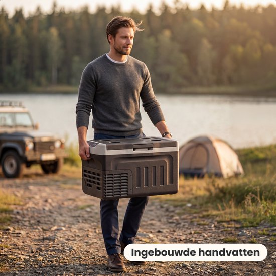 Auronic Electric Cool Box - Compresseur - 21L - 12V et 240 volts - Réfrigérateur de camping - Frigobox Car - Noir