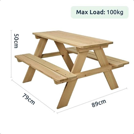 Relaxwonen - Table de pique-nique en bois pour enfants - en bois de pin solide et respectueux de l'environnement
