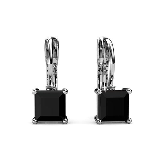 Boucles d'oreilles pour femmes - Cristaux Kalpa Camaka noirs - Ton argenté - Cristal noir - Plaqué or blanc 18K - Boucles d'oreilles pour femmes - Boîte cadeau de luxe - Bijoux - Boîte cadeau - Emballage cadeau exclusif - Boîte cadeau - Magnifique emballa