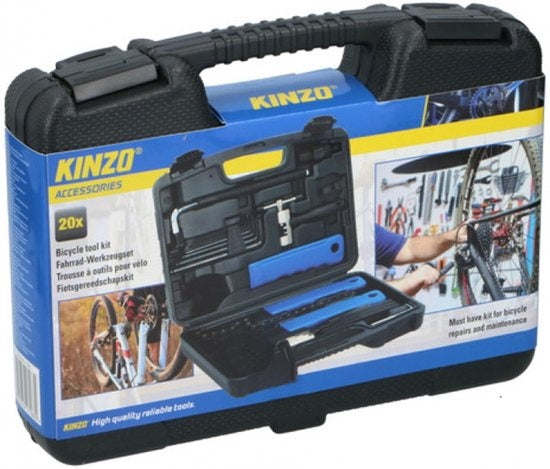 Kinzo Bicycle Repair Kit - 20-Piece - in Handy Case (Kit de réparation de bicyclette Kinzo - 20 pièces - dans une mallette pratique)