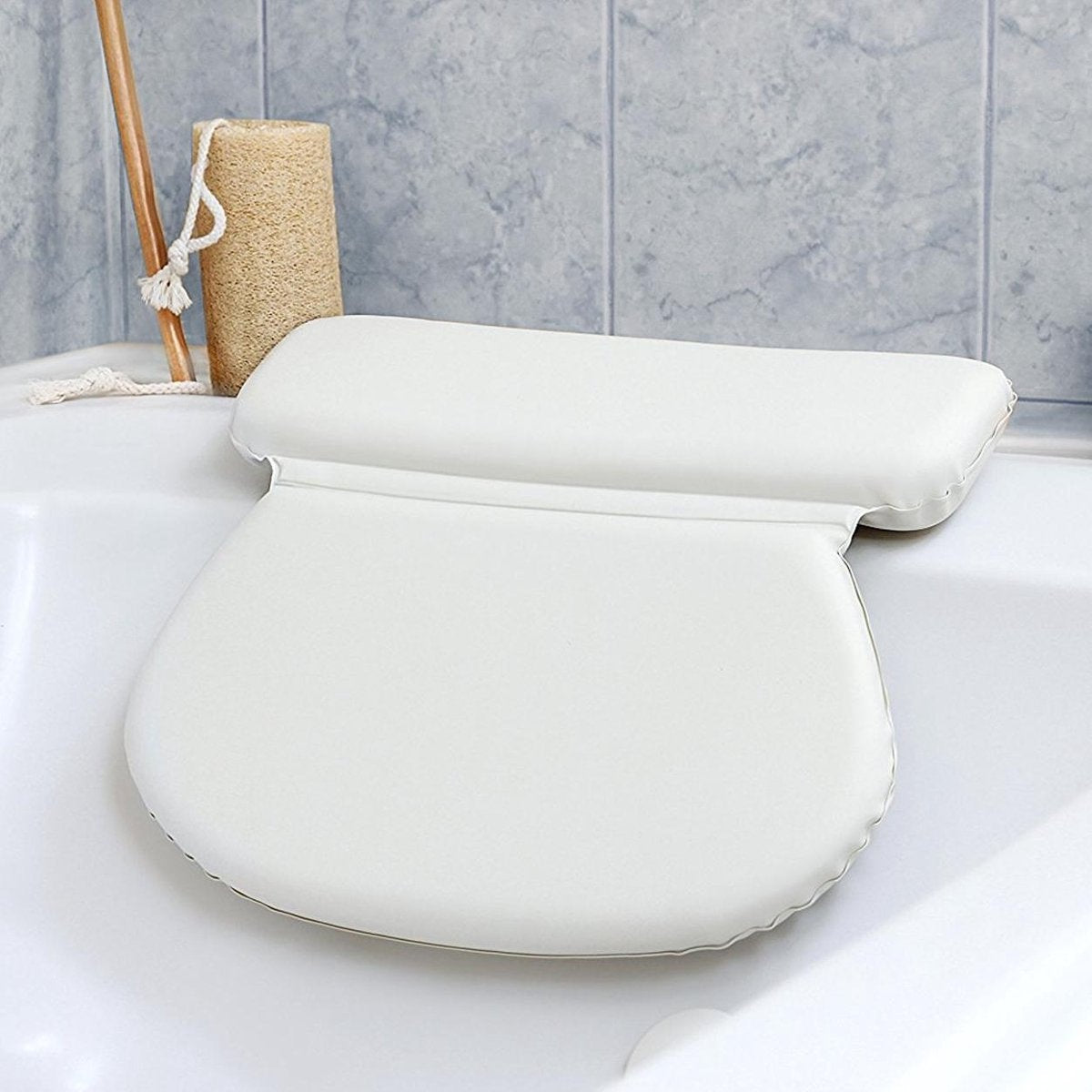 LifeGoods Coussin de bain - avec ventouses antidérapantes - pour bain et jacuzzi - Blanc