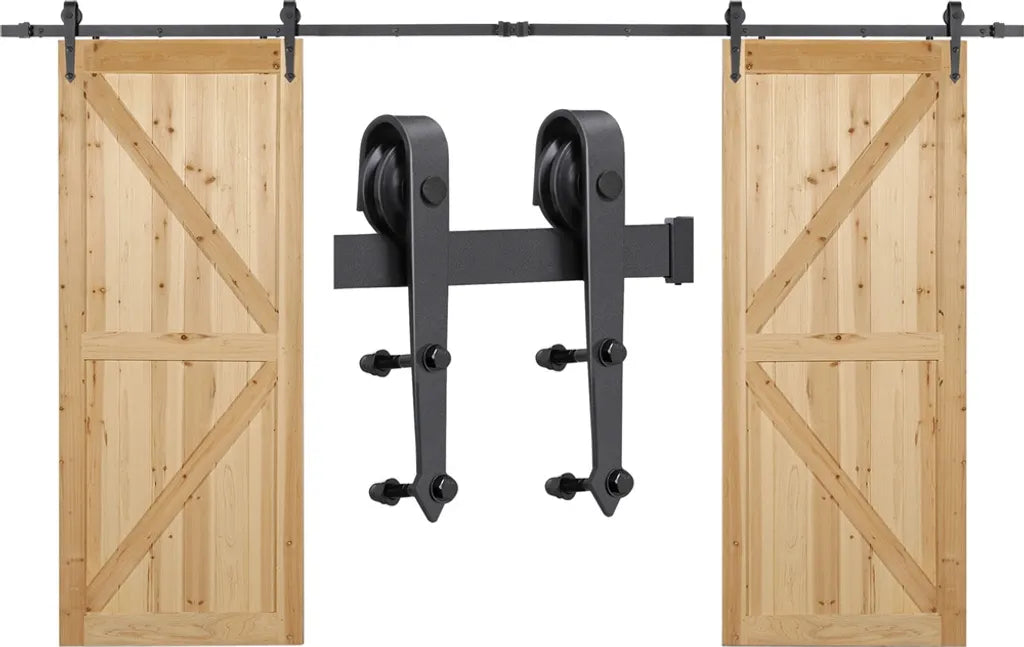 Système de porte coulissante Yaheetech 366 cm avec kit de montage, noir