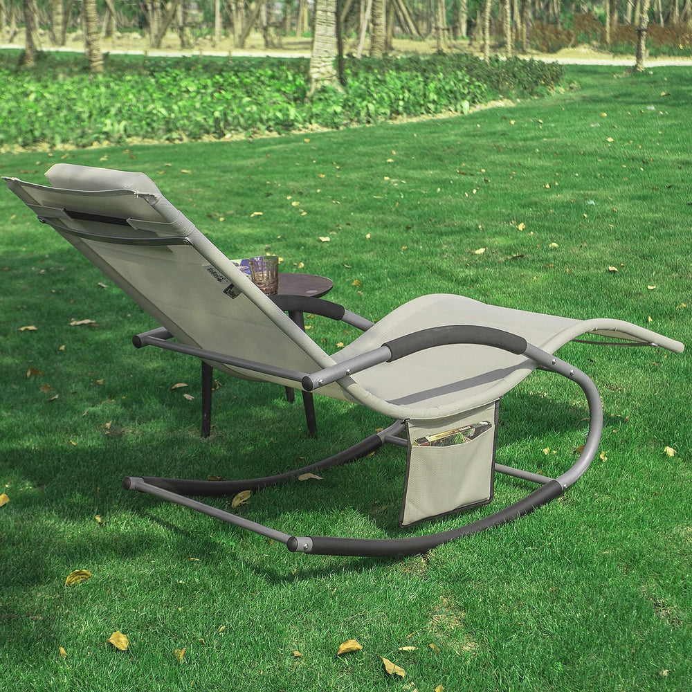 SoBuy Chaise Balançoire Confortable Lot de 2 - Beige - Structure Métallique
