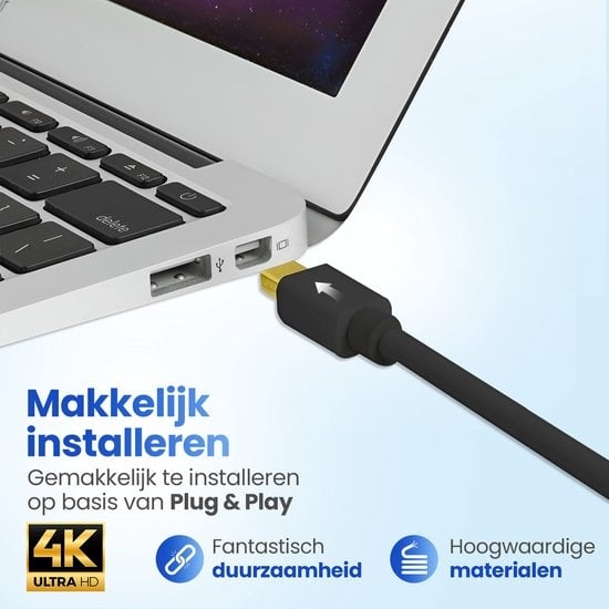 Garpex® Câble Mini DisplayPort vers HDMI - Câble Mini DP vers HDMI - Câble HDMI - 4K 30Hz Ultra HD - Noir - 1,8 mètres