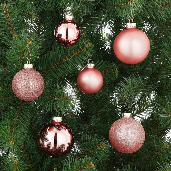 Lot de boules de Noël Mica Decorations - 42 pièces - Ø 7 cm - Verre - Rose