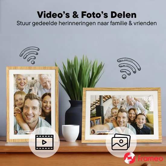 Cadre photo numérique Denver 10,1 pouces - Cadre interchangeable noir/blanc/bois - Application Frameo - Cadre photo - Wifi - PFF1018