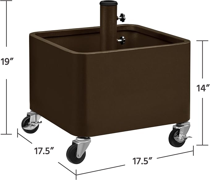 Yaheetech : Pied de parasol mobile à remplir, 330 lbs - Marron - Avec jardinière et roulettes