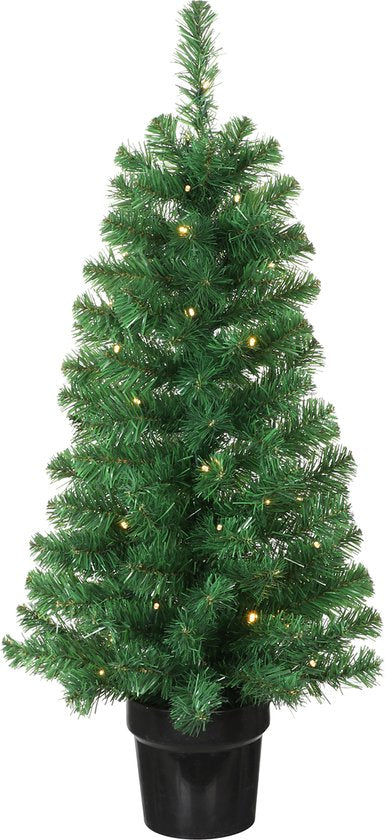 Ensemble d'arbres de Noël et de couronnes de Noël « Black Box Trees Norton » - 2 sapins de Noël artificiels et 1 couronne avec éclairage LED - Vert