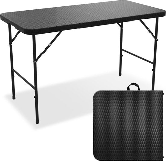 LifeGoods Table pliante - 120 cm - Table de camping - 4 personnes - Table pliante - Noir