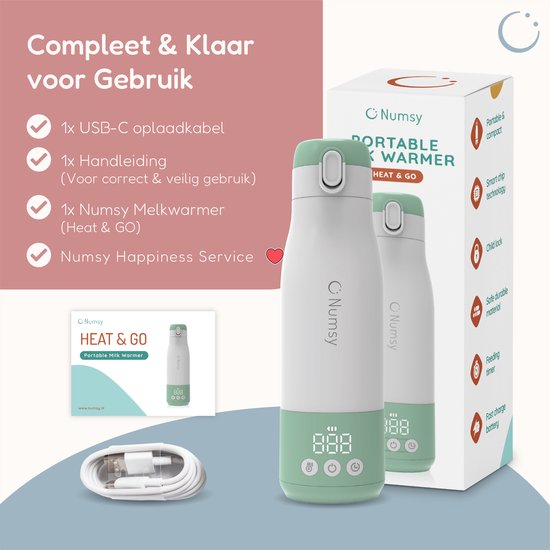 Chauffe biberon - Numsy - Thermos chauffant pour lait et eau - Sans fil - 350 ml
