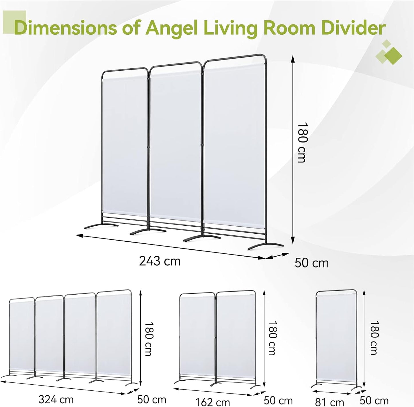 Angel Living Paravent 3 Panneaux - 243 x 180 cm - Blanc