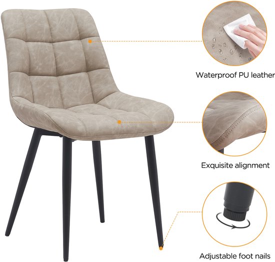 Chaise de salle à manger VVD - beige - noir - châssis en métal - industriel - set of 2