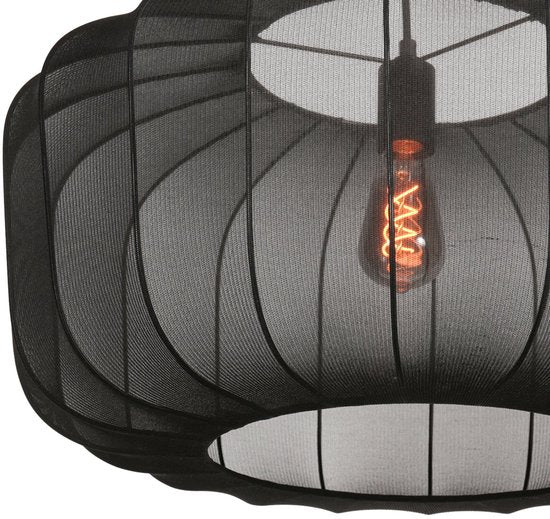 Anne Lighting - suspension - Sable - noir - lin et métal - Ø 60 cm - E27 - 4193ZW