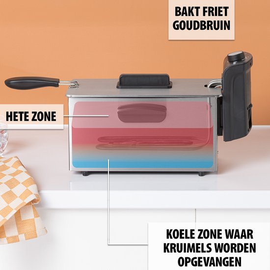 Friteuse Tristar 3 litres - FR-6946 - Puissance 2000 W - Zone froide - Acier inoxydable