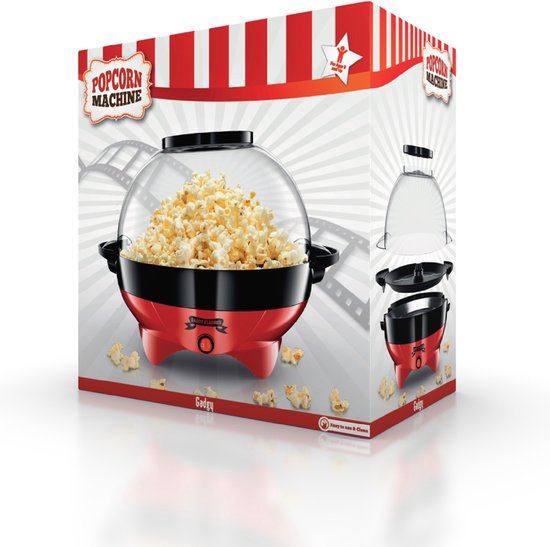 Machine pop-corn - Gadgy - Antiadhésive - Silencieuse et rapide - 5L - Rouge