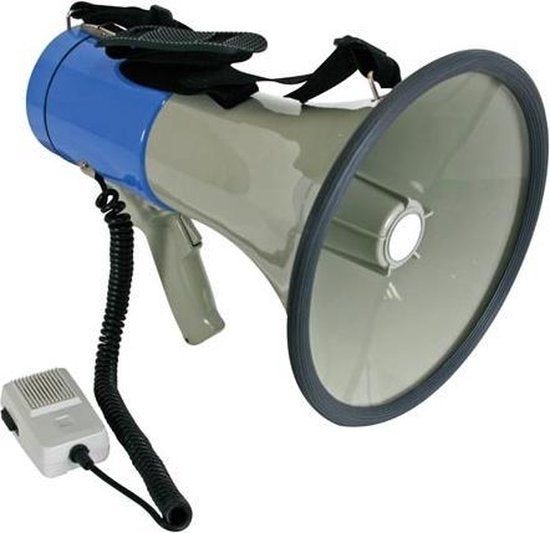 Mégaphone Velleman, bandoulière, sirène, fonction parole, sifflet, microphone amovible, 25 W, 500 m