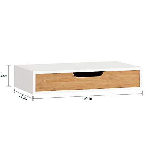 SoBuy Etagère flottante - Etagère murale - Bambou - Blanc - L40xL24.5xH8cm