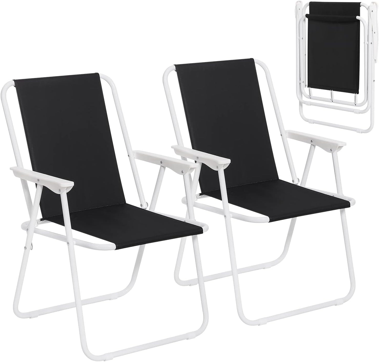 WOLTU Lot de 2 chaises de camping pliantes - Noir