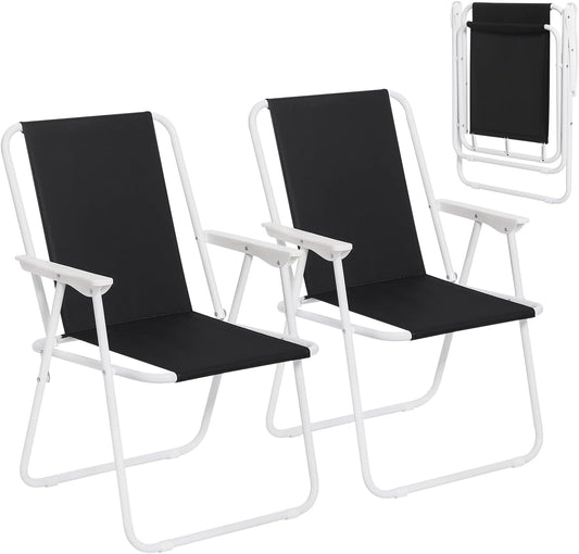 WOLTU Lot de 2 chaises de camping pliantes - Noir
