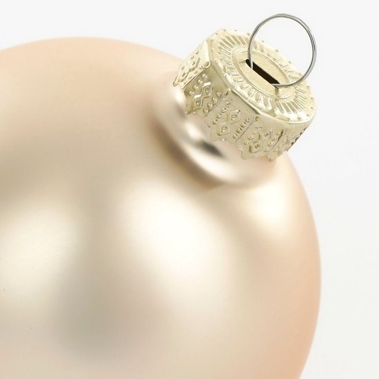 Boules de Noël Mica Decorations - 26 pièces - Décorations de Noël pour le sapin - Ornements brillants et pailletés - Pointes et boules de différentes tailles - Ø 7 cm - Crème