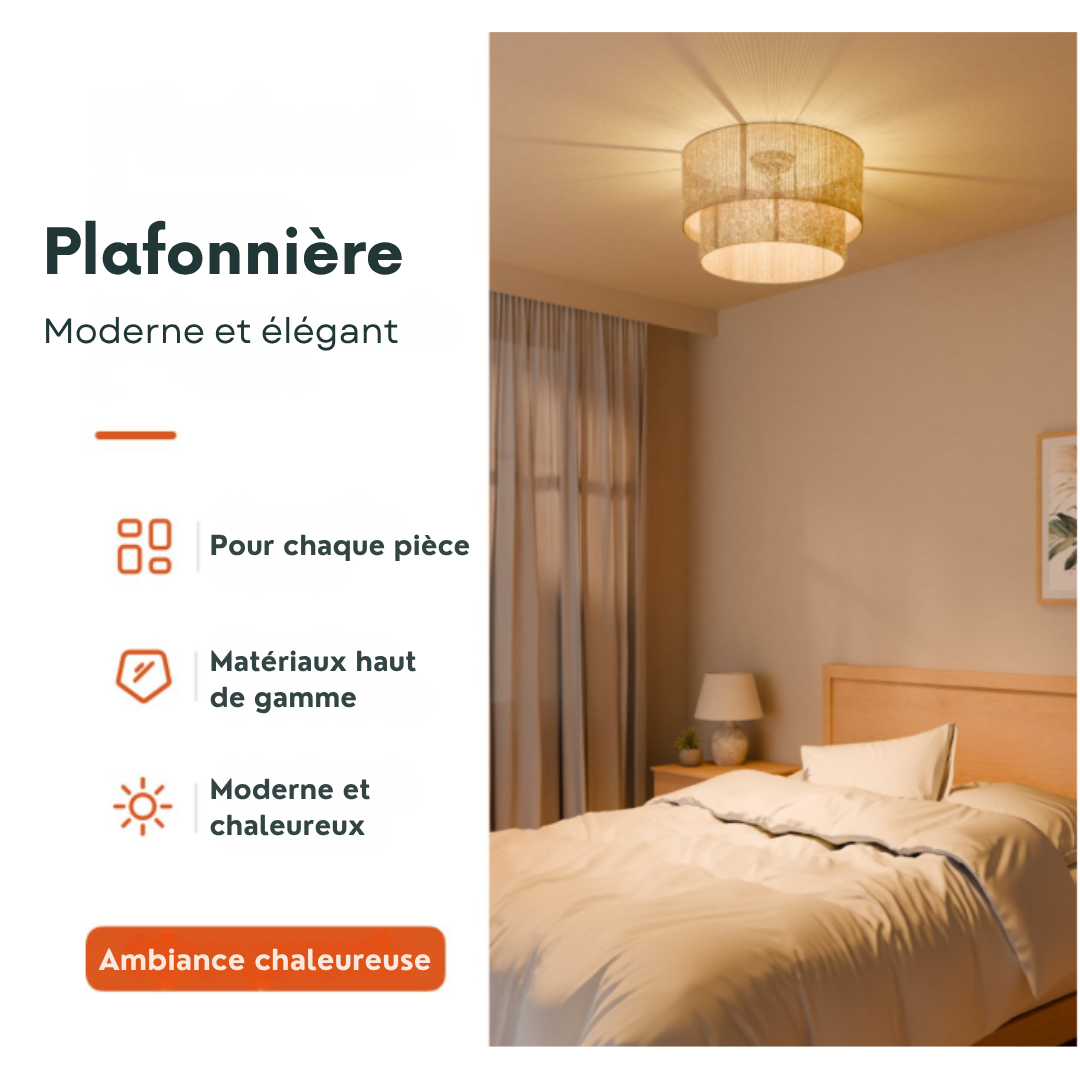 Plafonnière Nolt - E27 Lampe - 10W - ⌀ 45cm - Jute - Marron