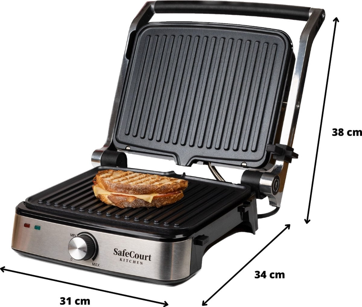 Grill électrique, Safecourt Kitchen, Contact grill compact CG200, Avec plaques amovibles