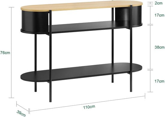 SoBuy Console d'entrée avec rangement, meuble d'entrée multifonctionnel, design industriel moderne, meuble en bois et noir, 110x39x76cm FSB102-SCH