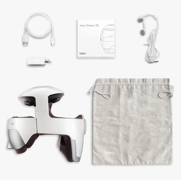 Appareil de massage électrique pour la tête Breo iDream5s - Blanc - Massage des yeux et de la nuque avec fonction chauffante