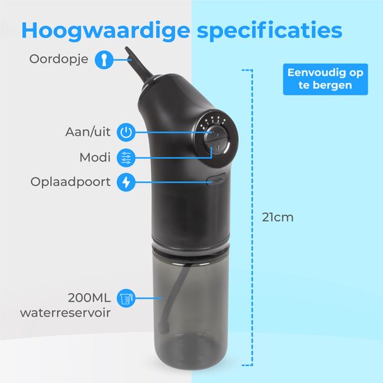 Nuvance Nettoyeur d'oreilles électrique - Extracteur de cérumen - Spray auriculaire - 9 bouchons d'oreilles - Nettoyage d'oreilles - Nettoyeur d'oreilles